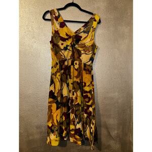 Banana Republic Boho Hippie Scandi 100% Silk Ruched V-neck Sleeveless Dress